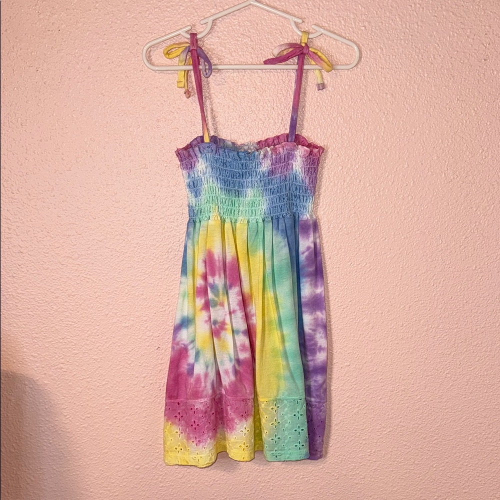 Splendid Kids Tie-Dye Dress in Purple, Blue, Yellow, and Pink